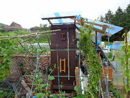 ０５．７．８　１５２６　畑の小屋で、蓋を閉めたところ！